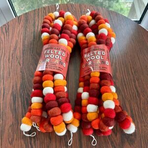 Trader Joe’s Felted Wool Garland Set of 2 Handcrafted 9ft Fall Seasonal Colors